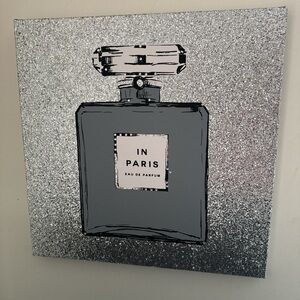 Silver Glitter Perfume Canvas Art